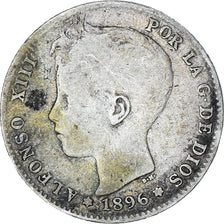 Coin, Spain, Alfonso XIII, Peseta, 1896, VF(20-25), Silver, KM:706