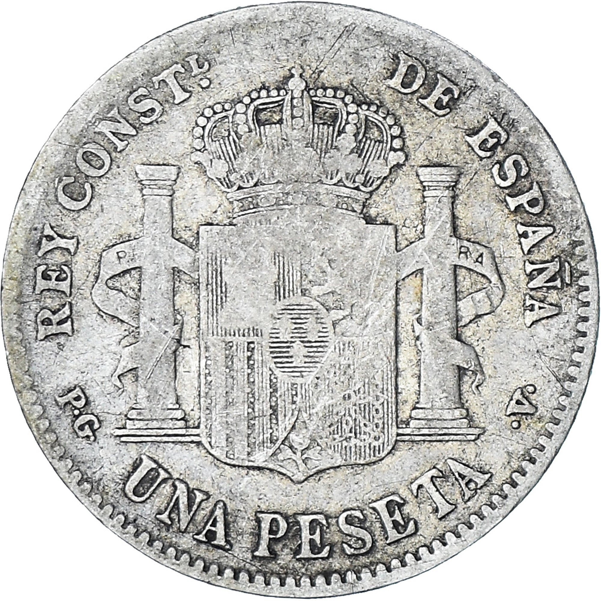 Coin, Spain, Alfonso XIII, Peseta, 1896, VF(20-25), Silver, KM:706
