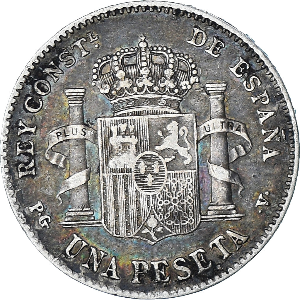 Coin, Spain, Alfonso XIII, Peseta, 1896, EF(40-45), Silver, KM:706