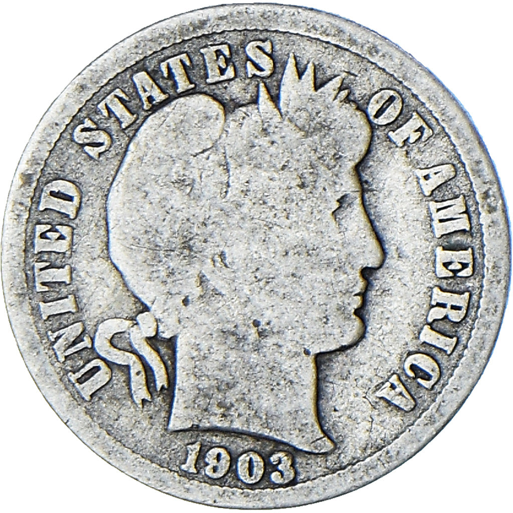 États-Unis, Barber Dime, Dime, 1903, New Orleans, B+, Argent, KM:113