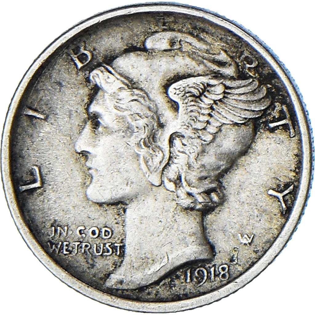 Vereinigte Staaten, Mercury Dime, Dime, 1918, San Francisco, SS+, Silber, KM:140