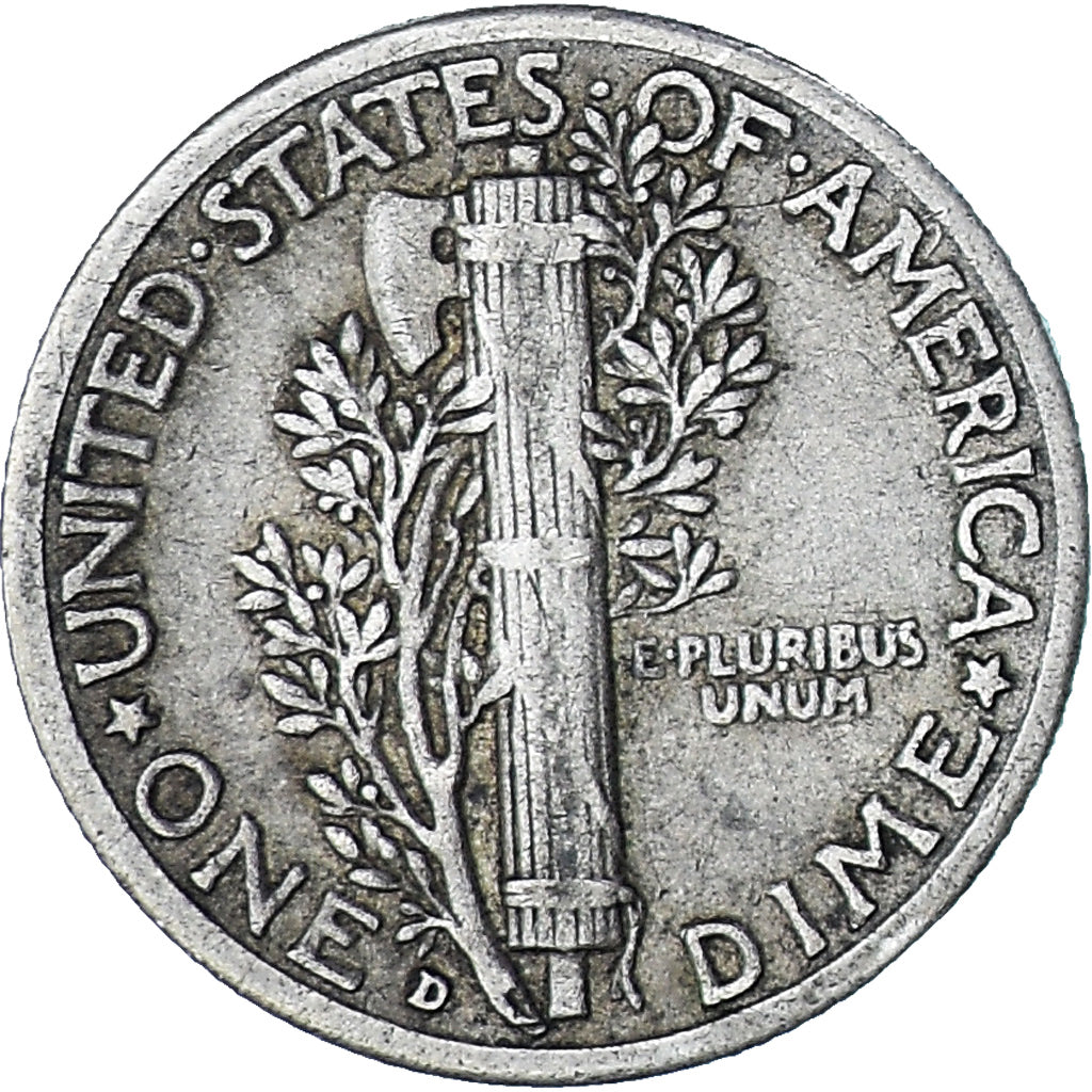 Moneta, Stati Uniti, Mercury Dime, Dime, 1937, Denver, MB+, Argento, KM:140