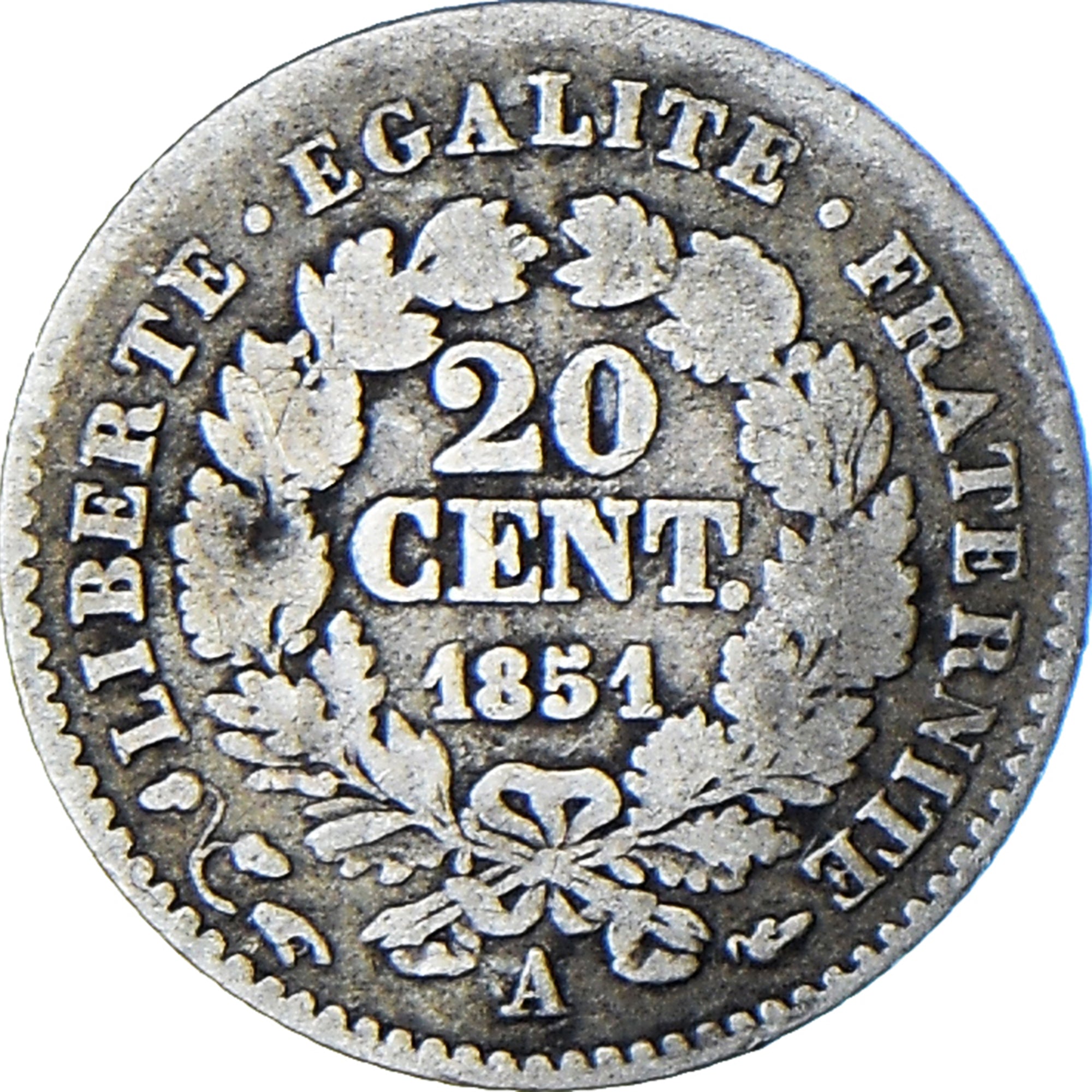 Munten, Frankrijk, Cérès, 20 Centimes, 1851, Paris, ZG+, Zilver, KM:758.1