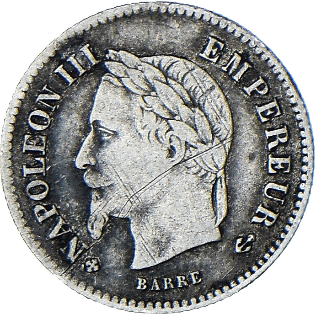 Moneta, Francja, Napoleon III, 20 Centimes, 1867, Strasbourg, VF(20-25), Srebro