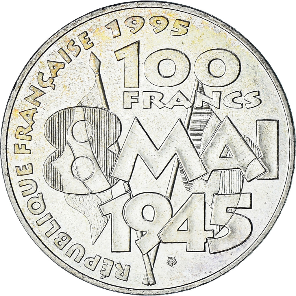 Moneta, Francia, 8 mai 1945, 100 Francs, 1995, Paris, BB+, Argento, KM:1116.1