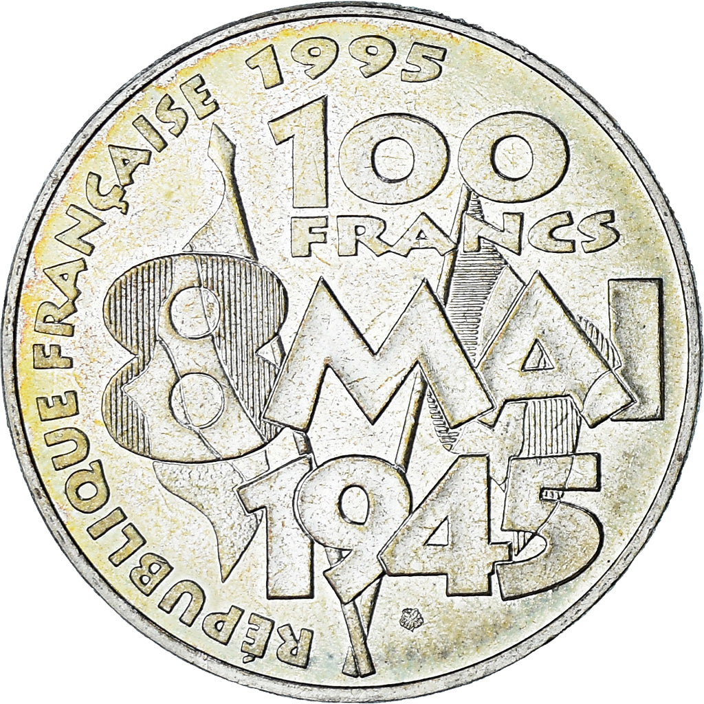Coin, France, 8 mai 1945, 100 Francs, 1995, Paris, MS(60-62), Silver, KM:1116.1