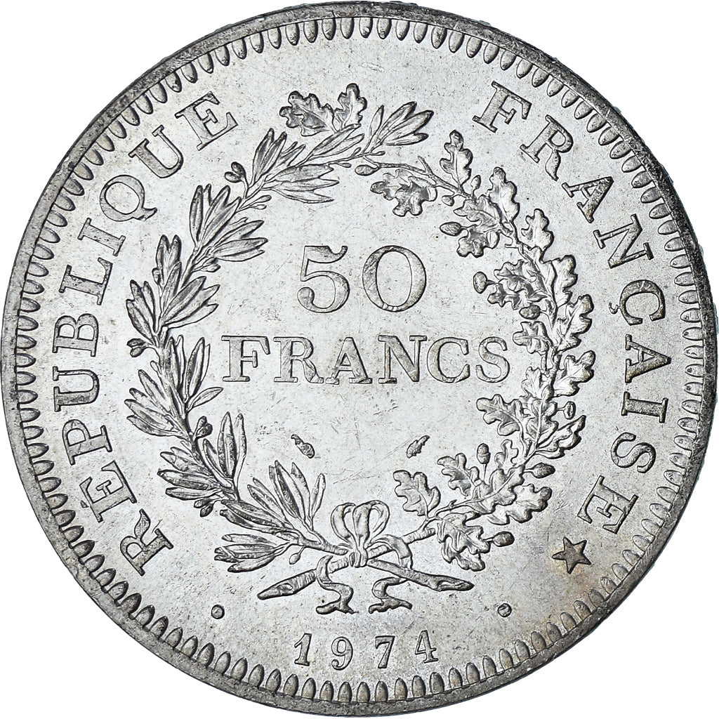 Coin, France, Hercule, 50 Francs, 1974, Hybrid issue, AU(50-53), Silver