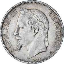 Moneta, Francia, Napoleon III, 5 Francs, 1867, Paris, MB+, Argento, KM:799.1