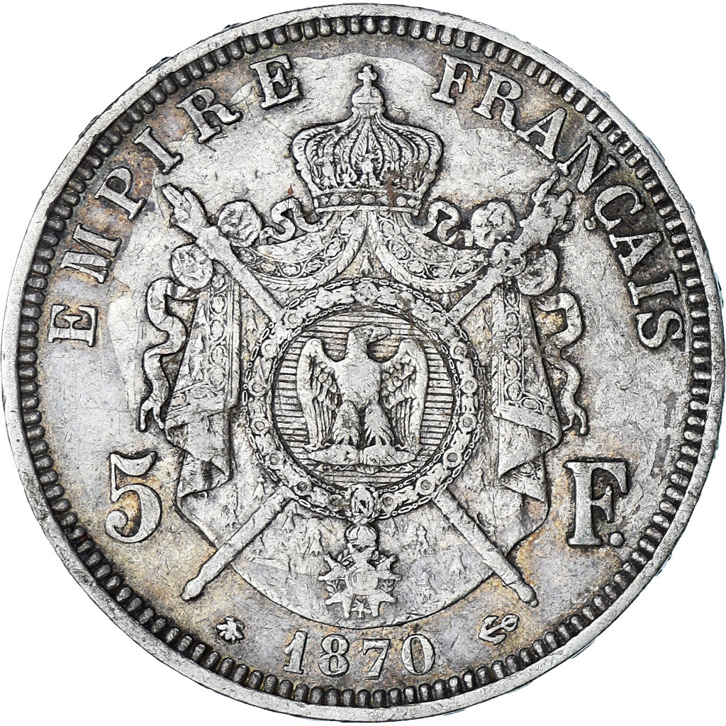 Coin, France, Napoleon III, 5 Francs, 1870, Paris, EF(40-45), Silver, KM:799.1