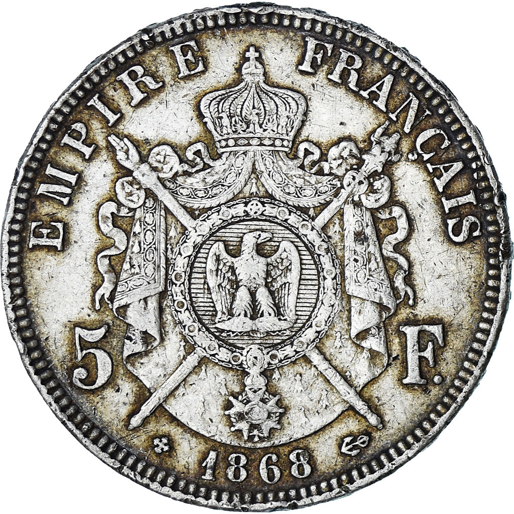 Coin, France, Napoleon III, 5 Francs, 1868, Strasbourg, VF(20-25), Silver