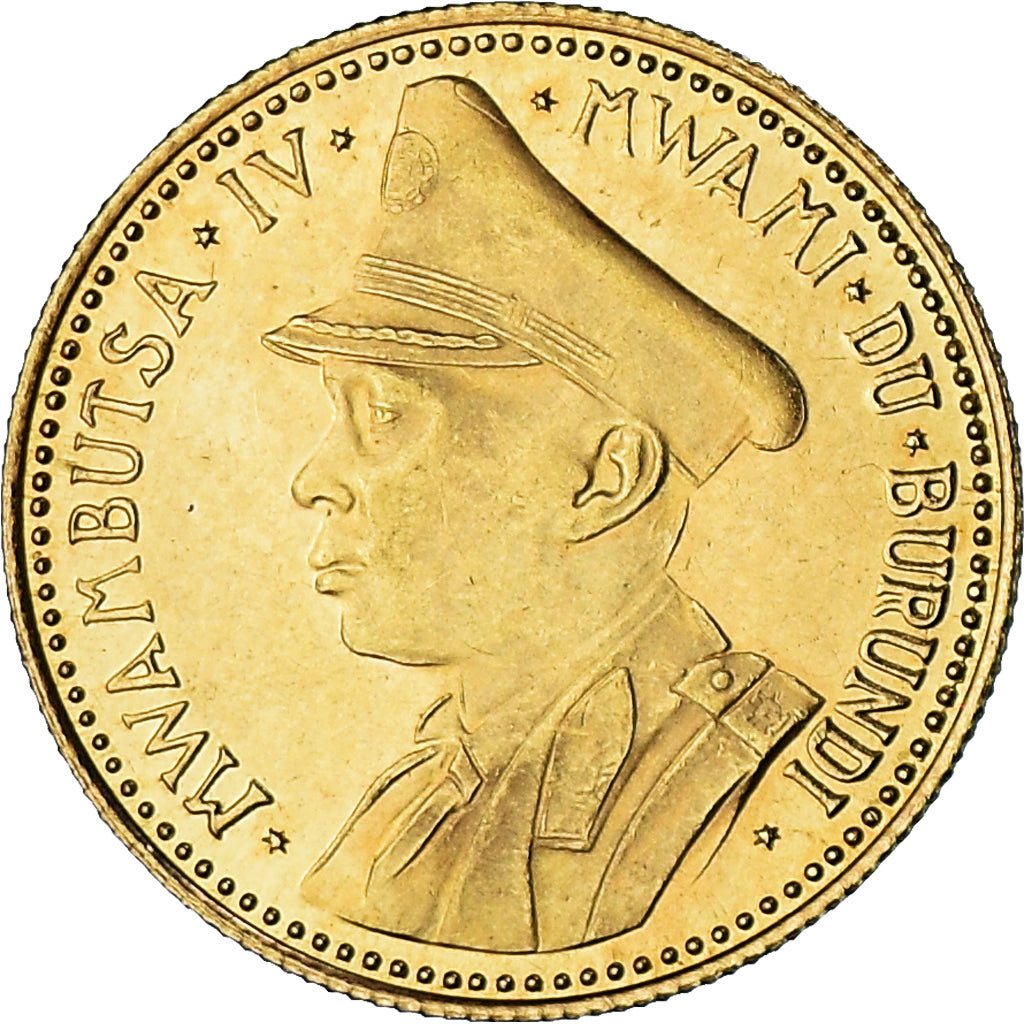 Coin, Burundi, Mwambutsa IV, 10 Francs, 1962, MS(63), Gold, KM:2