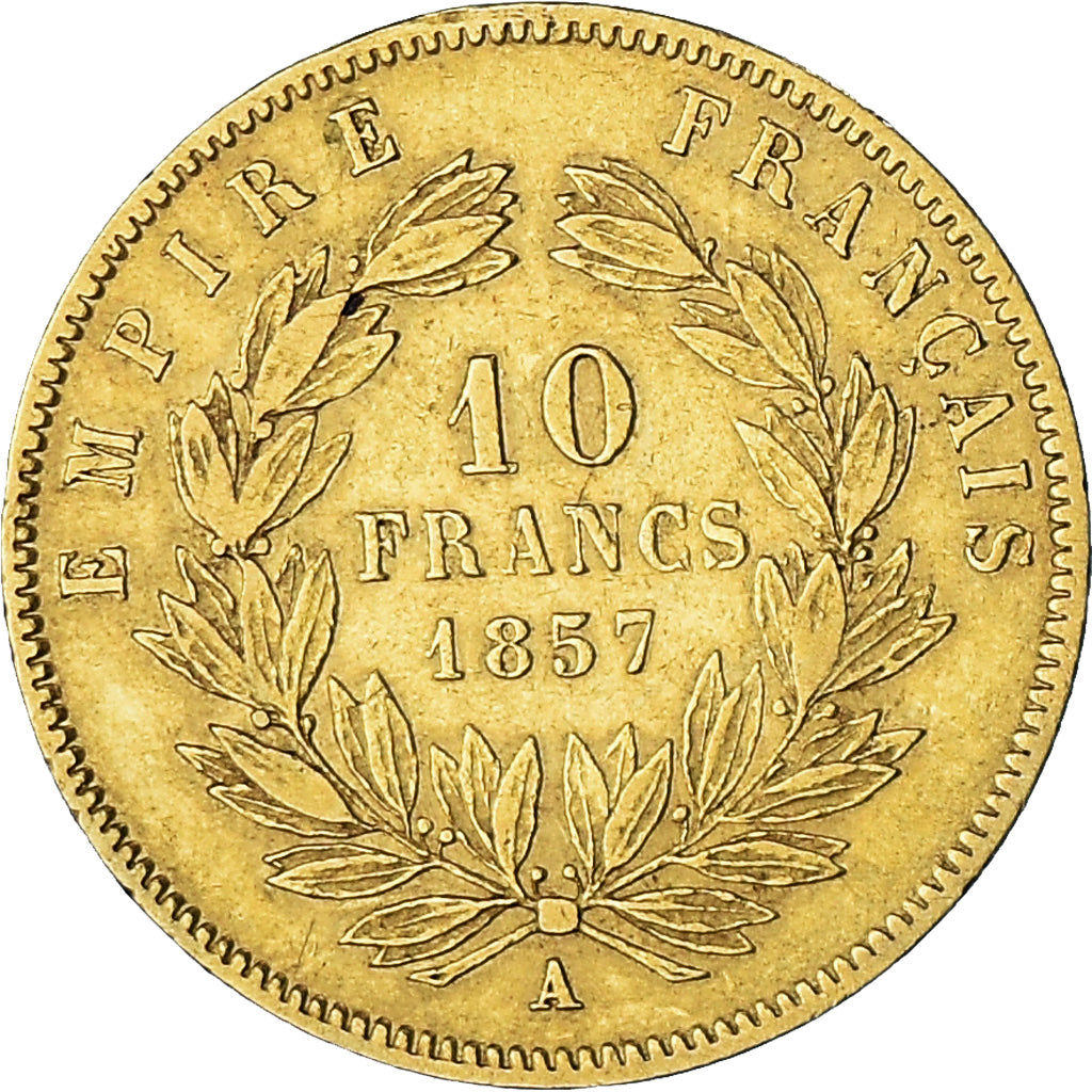 Munten, Frankrijk, Napoleon III, 10 Francs, 1857, Paris, FR+, Goud, KM:784.3