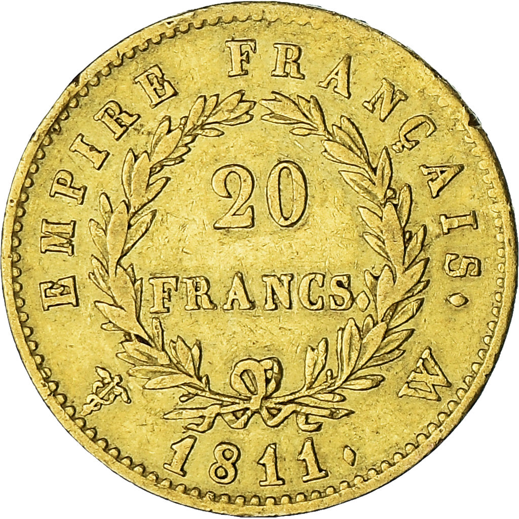 Moeda, França, Napoléon I, 20 Francs, 1811, Lille, EF(40-45), Dourado