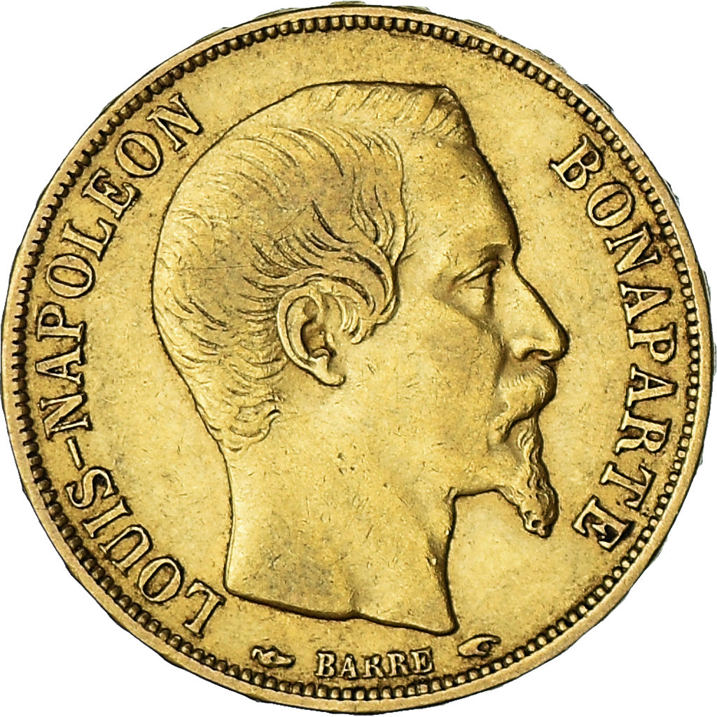 Munten, Frankrijk, Napoleon III, 20 Francs, 1852, Paris, ZF, Goud, KM:774