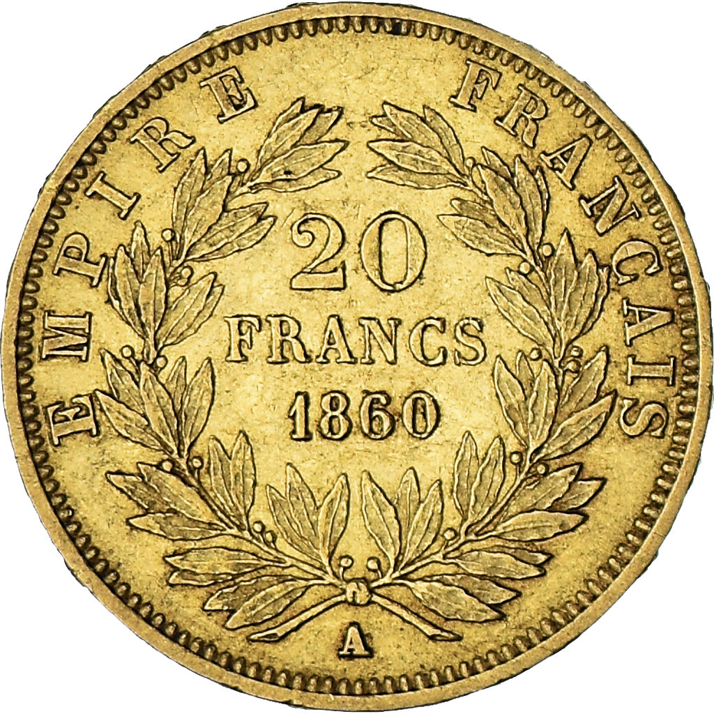 Münze, Frankreich, Napoléon III, 20 Francs, 1860/50, Paris, SS, Gold