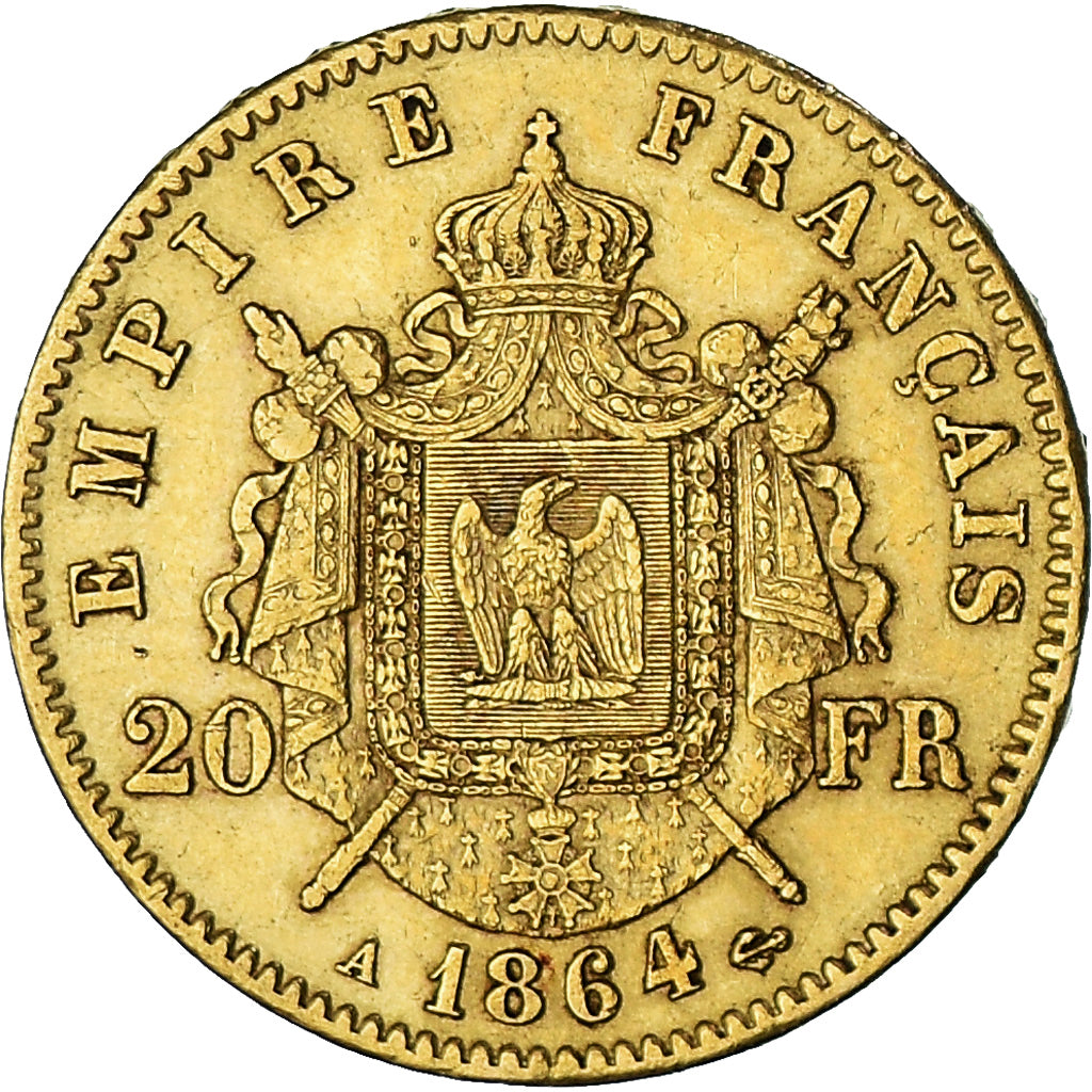 Münze, Frankreich, Napoléon III, 20 Francs, 1864, Paris, SS+, Gold, KM:801.1