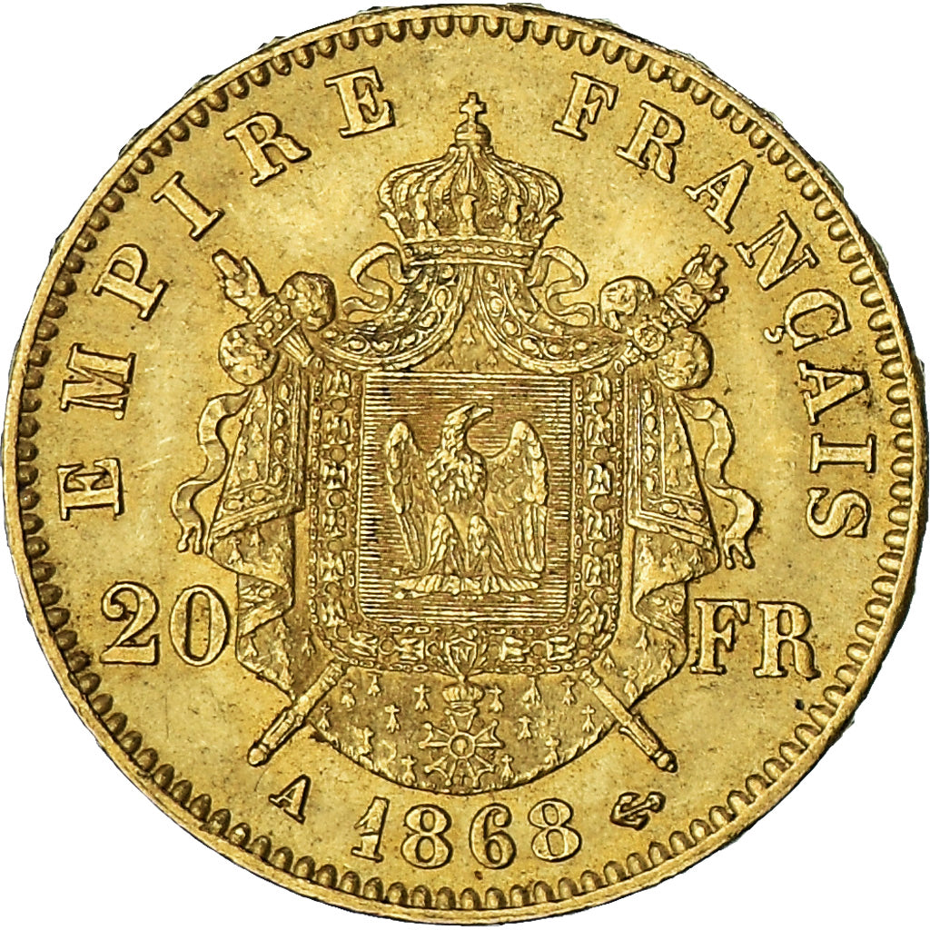 Coin, France, Napoleon III, 20 Francs, 1868, Paris, AU(55-58), Gold, KM:801.1