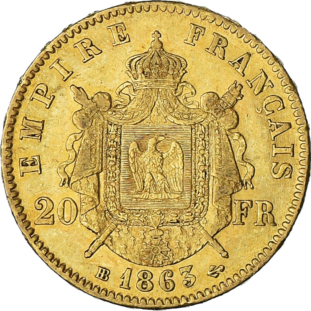 Monnaie, France, Napoléon III, 20 Francs, 1863, Strasbourg, TTB+, Or