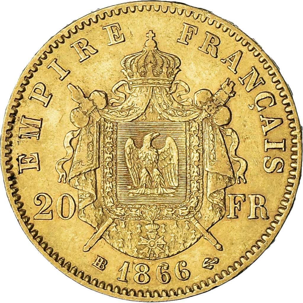 Monnaie, France, Napoleon III, 20 Francs, 1866, Strasbourg, TTB+, Or