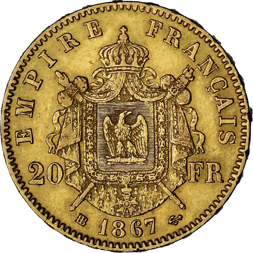 Monnaie, France, Napoleon III, 20 Francs, 1867, Strasbourg, SUP, Or