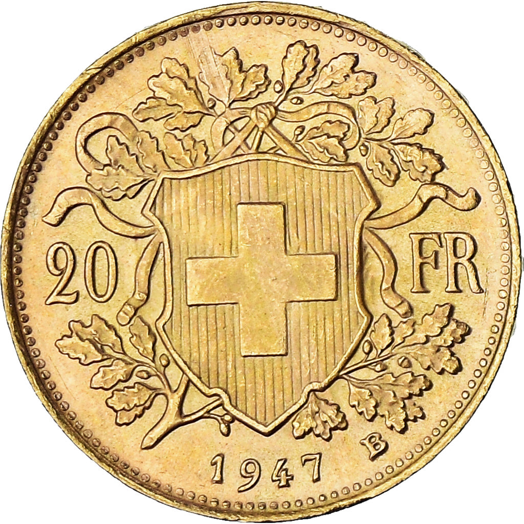 Moneda, Suiza, 20 Francs, 1947, Bern, EBC+, Oro, KM:35.2