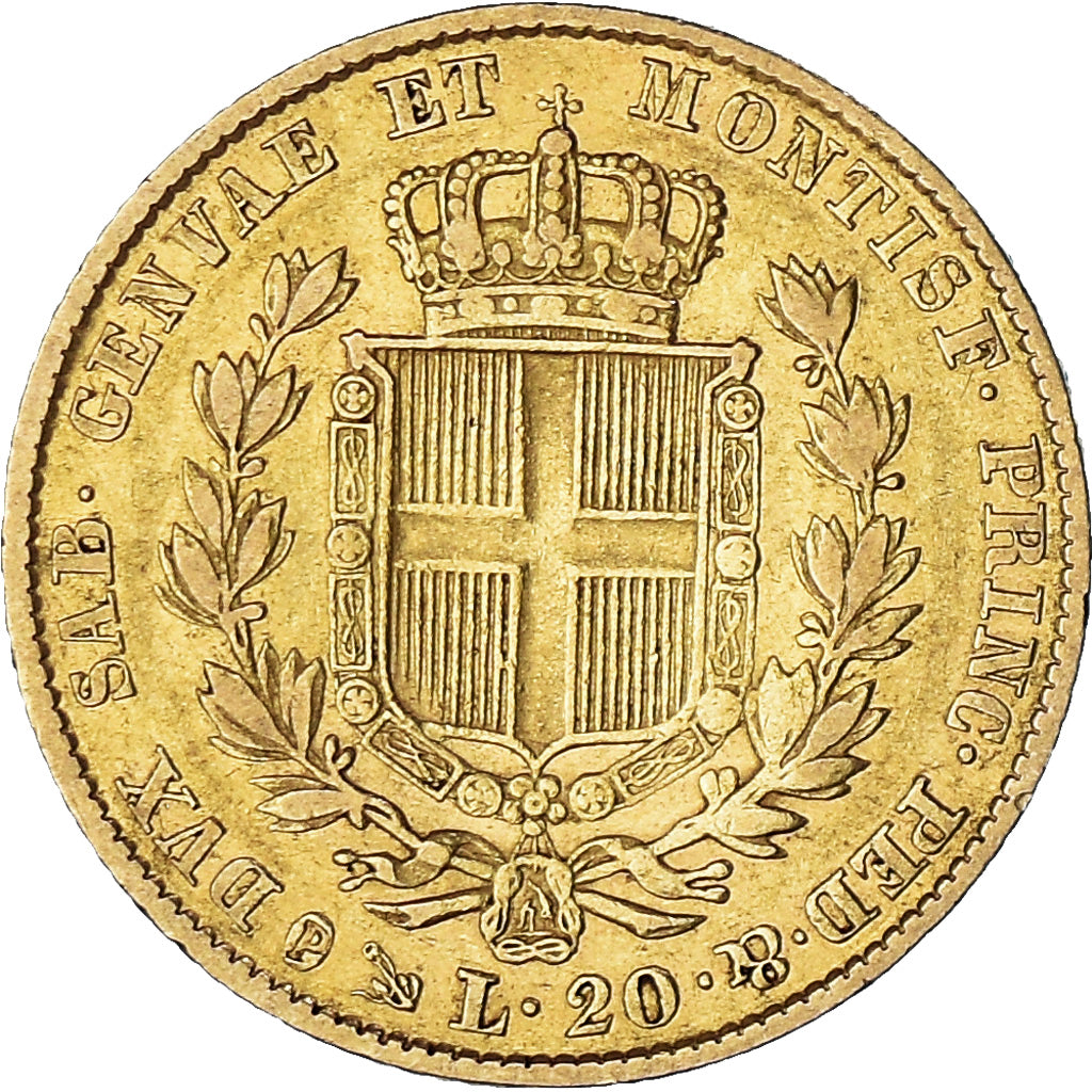 Coin, ITALIAN STATES, SARDINIA, Carlo Alberto, 20 Lire, 1841, Genoa, Very rare