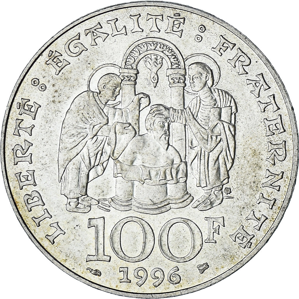 Coin, France, Clovis, 100 Francs, 1996, MS(60-62), Silver, KM:1180, Gadoury:953