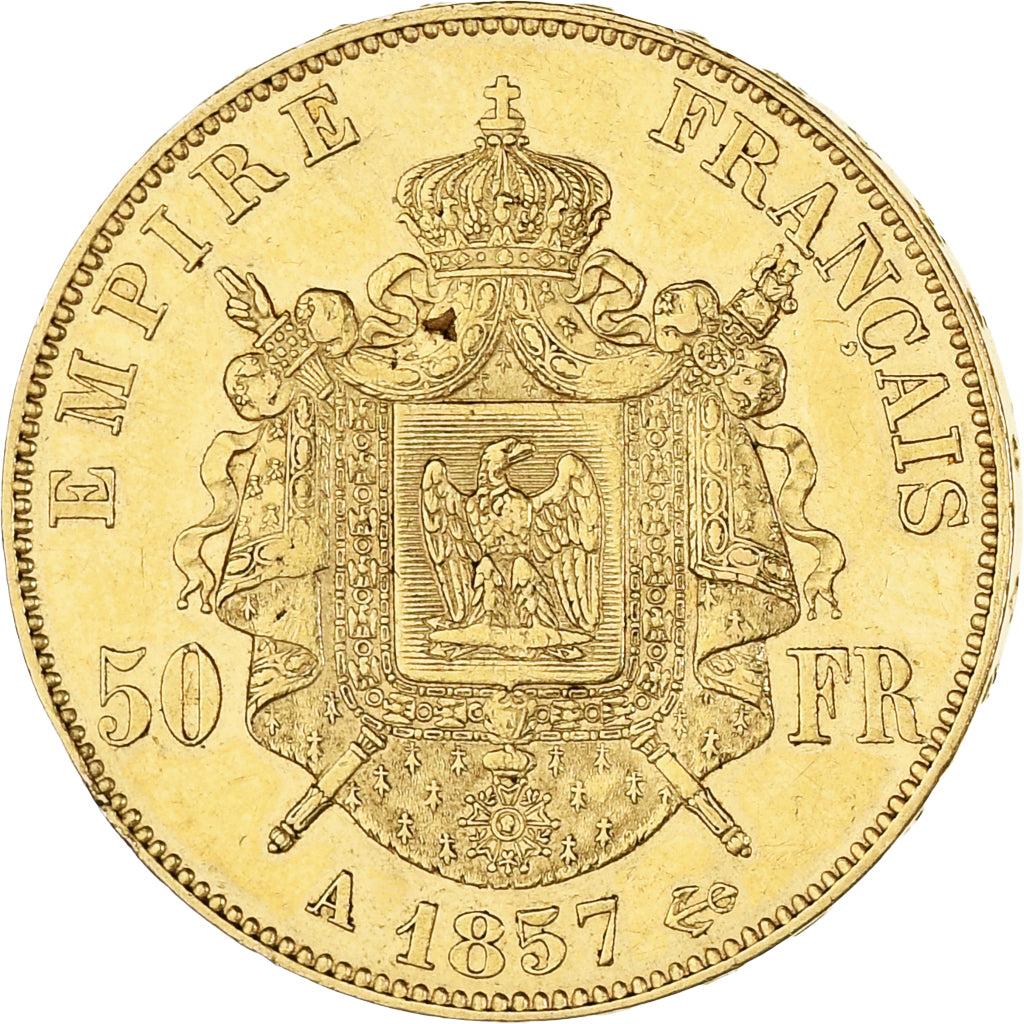Münze, Frankreich, Napoleon III, 50 Francs, 1857, Paris, SS+, Gold, KM:785.1