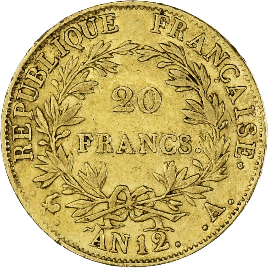 Munten, Frankrijk, Napoleon I, 20 Francs, An 12, Paris, ZF+, Goud, KM:661