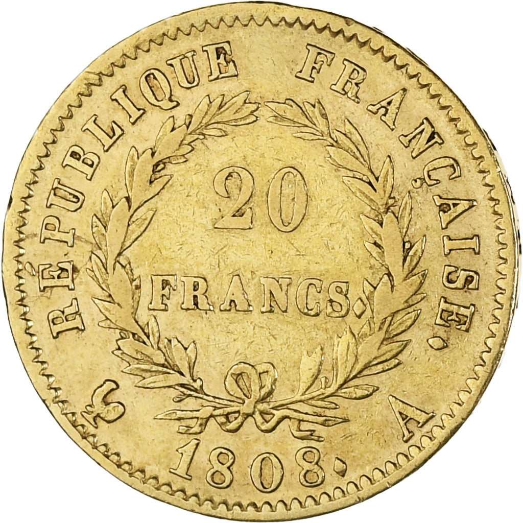 Moneta, Francja, Napoléon I, 20 Francs, 1808, Paris, EF(40-45), Złoto