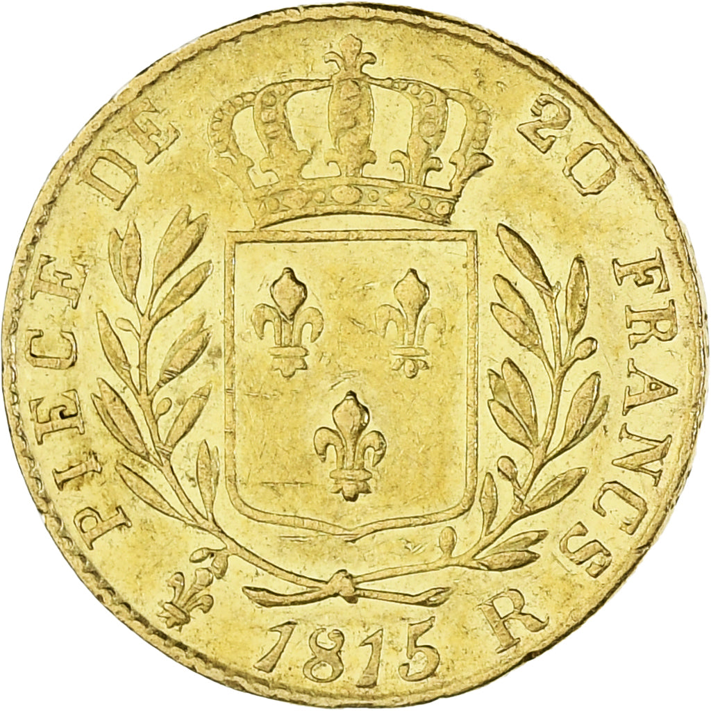 Coin, France, Louis XVIII, 20 Francs, 1815, London, AU(50-53), Gold, KM:1