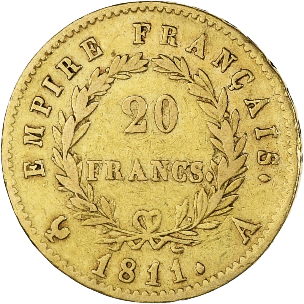 Munten, Frankrijk, Napoléon I, 20 Francs, 1811, Paris, FR+, Goud, KM:695.1