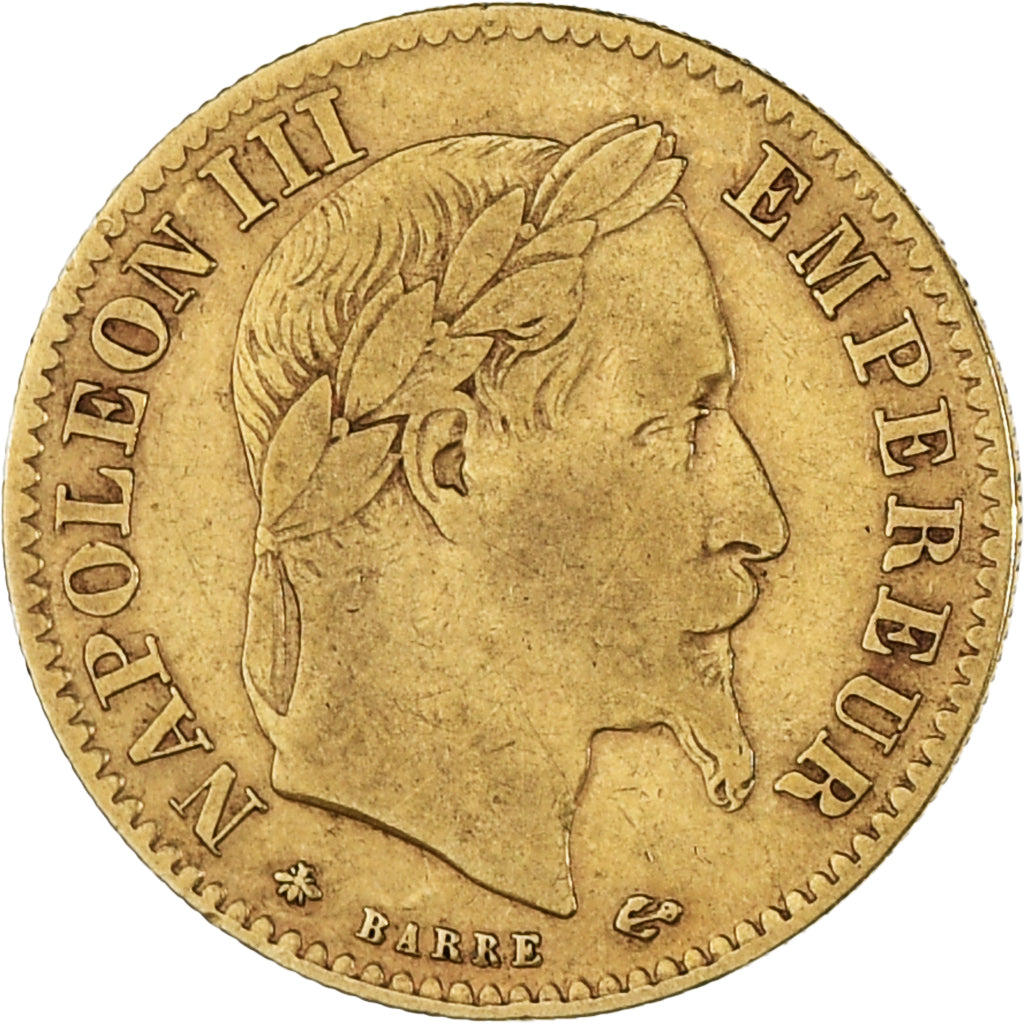 Moneta, Francja, Napoleon III, 10 Francs, 1864, Paris, VF(30-35), Złoto
