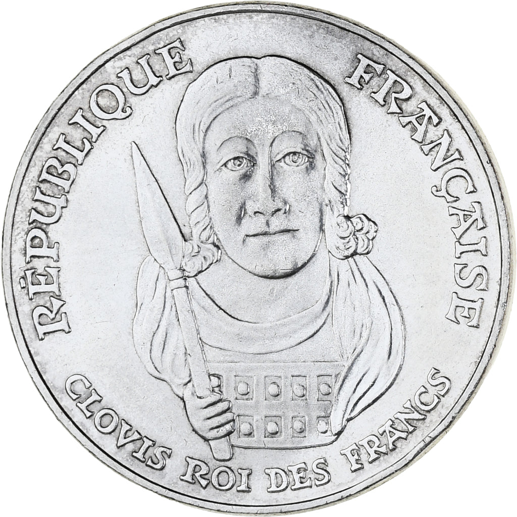 Munten, Frankrijk, Clovis, 100 Francs, 1996, UNC-, Zilver, KM:1180, Gadoury:953