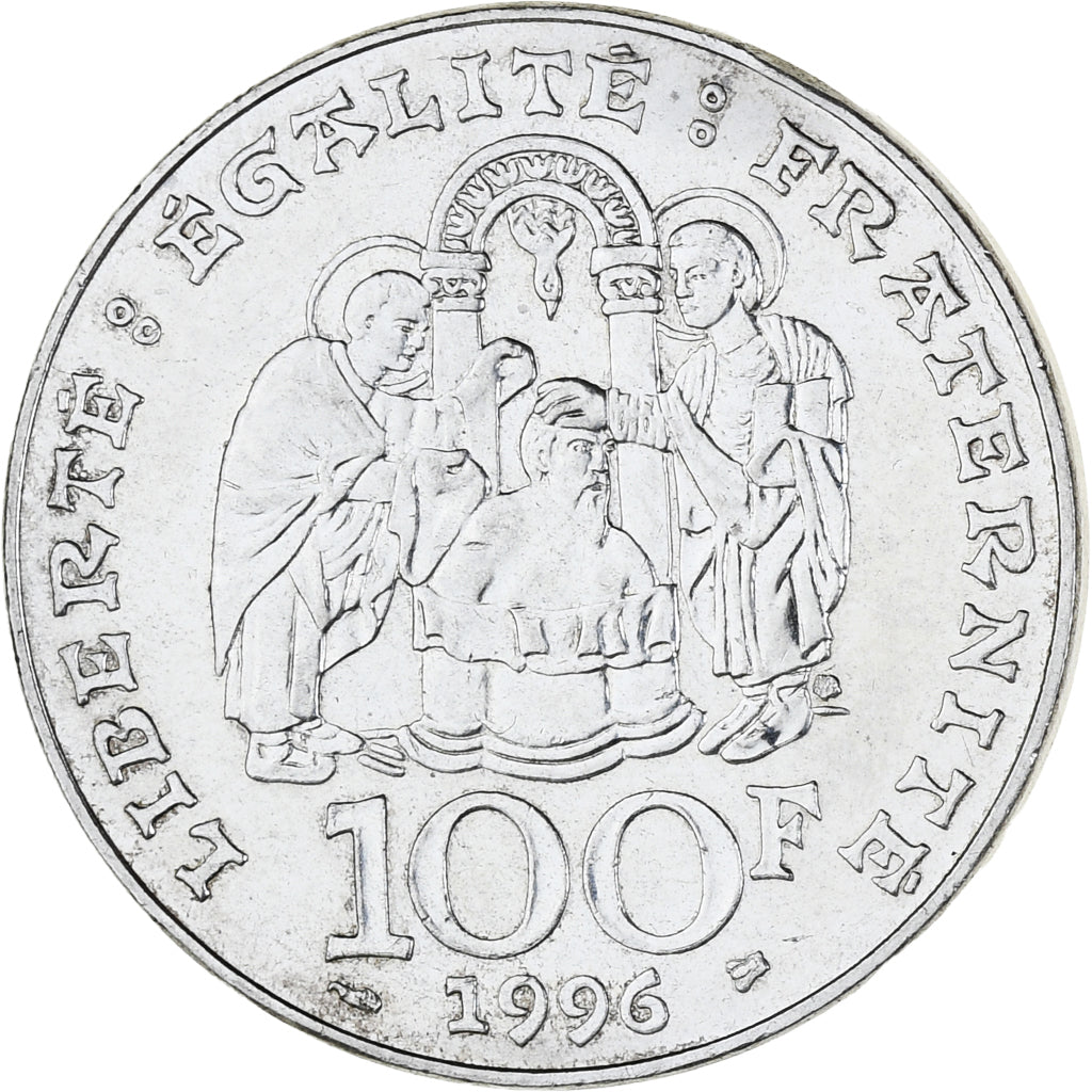 Munten, Frankrijk, Clovis, 100 Francs, 1996, UNC-, Zilver, KM:1180, Gadoury:953
