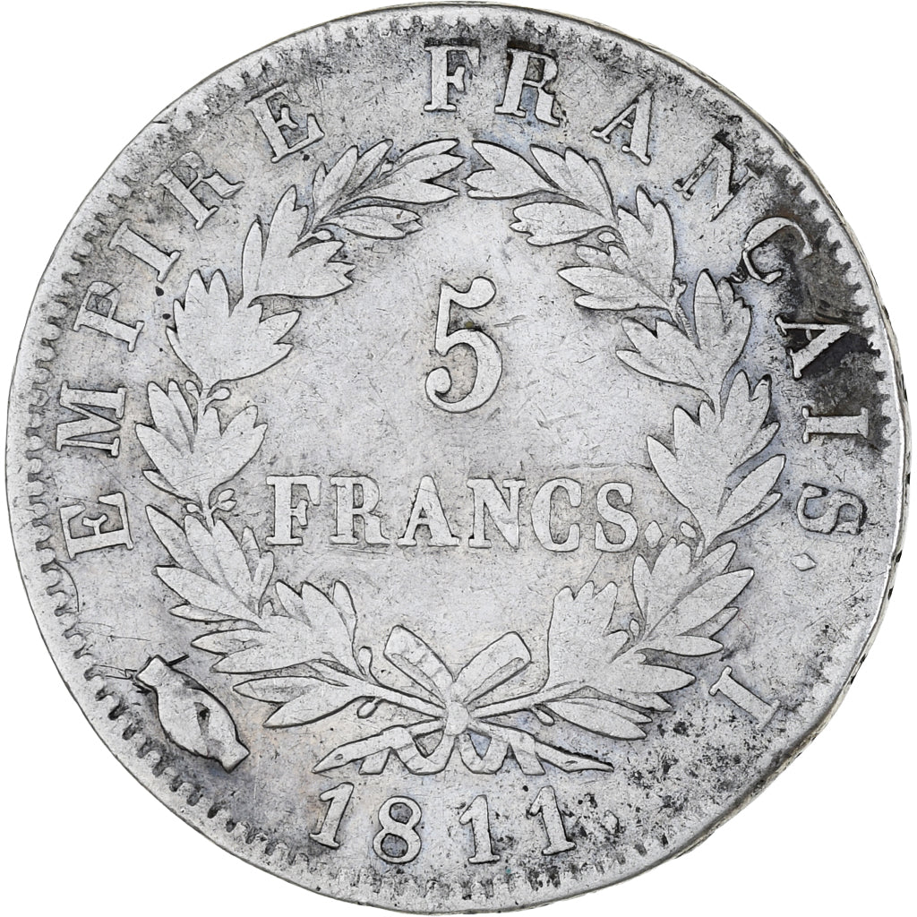 Coin, France, Napoléon I, 5 Francs, 1811, Limoges, VF(20-25), Silver, KM:694.7