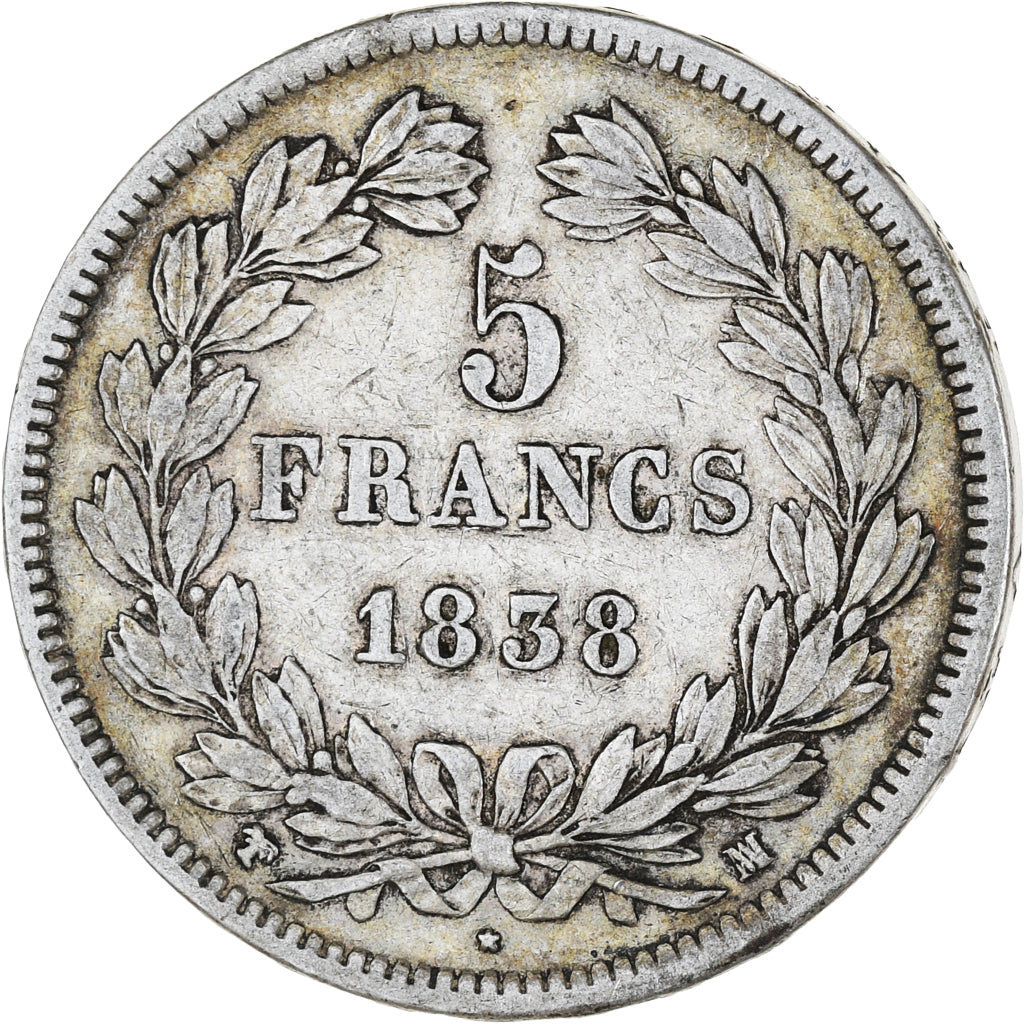 Monnaie, France, Louis-Philippe, 5 Francs, 1838, Marseille, TB+, Argent