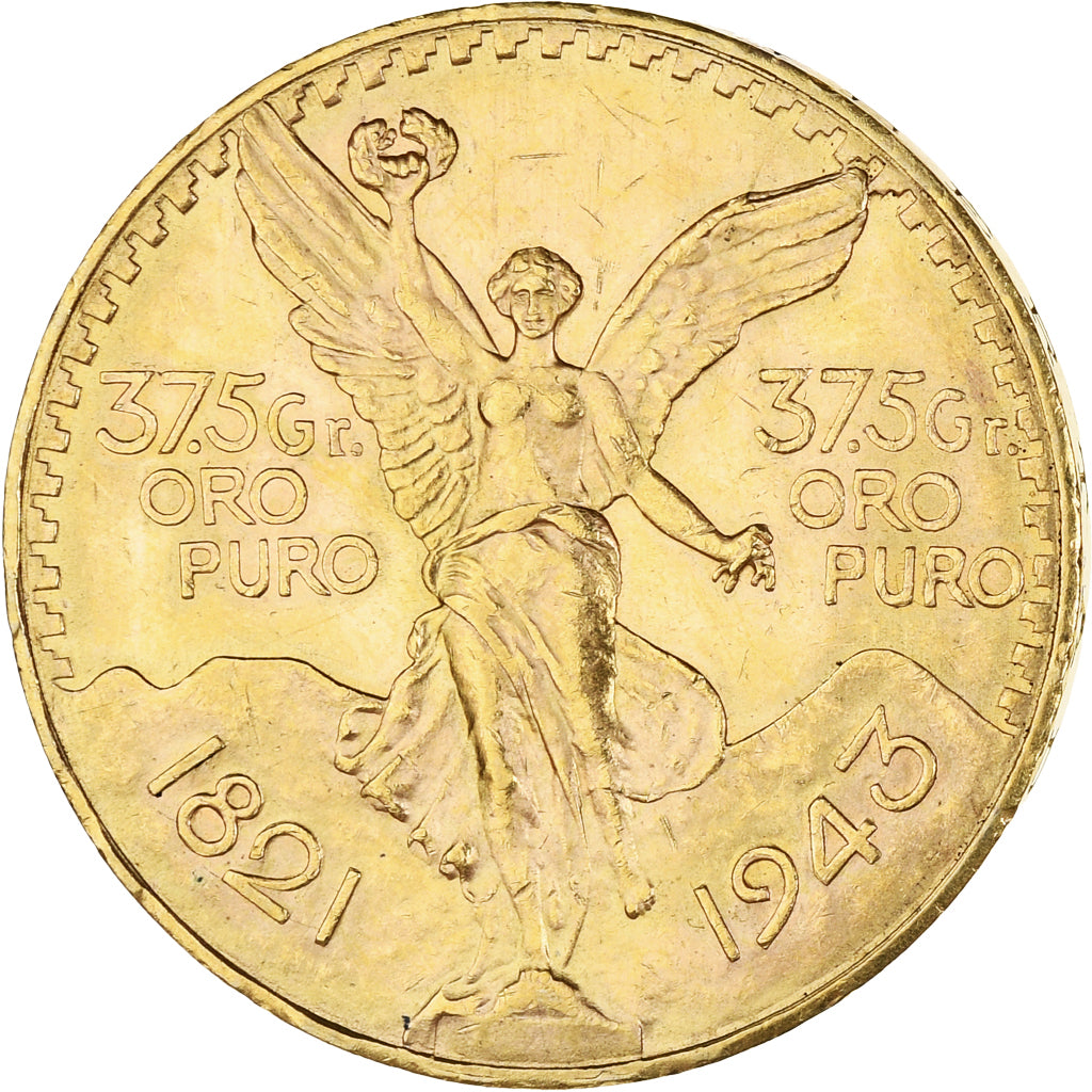 Coin, Mexico, 50 Pesos, 1943, Mexico City, AU(55-58), Gold, KM:482