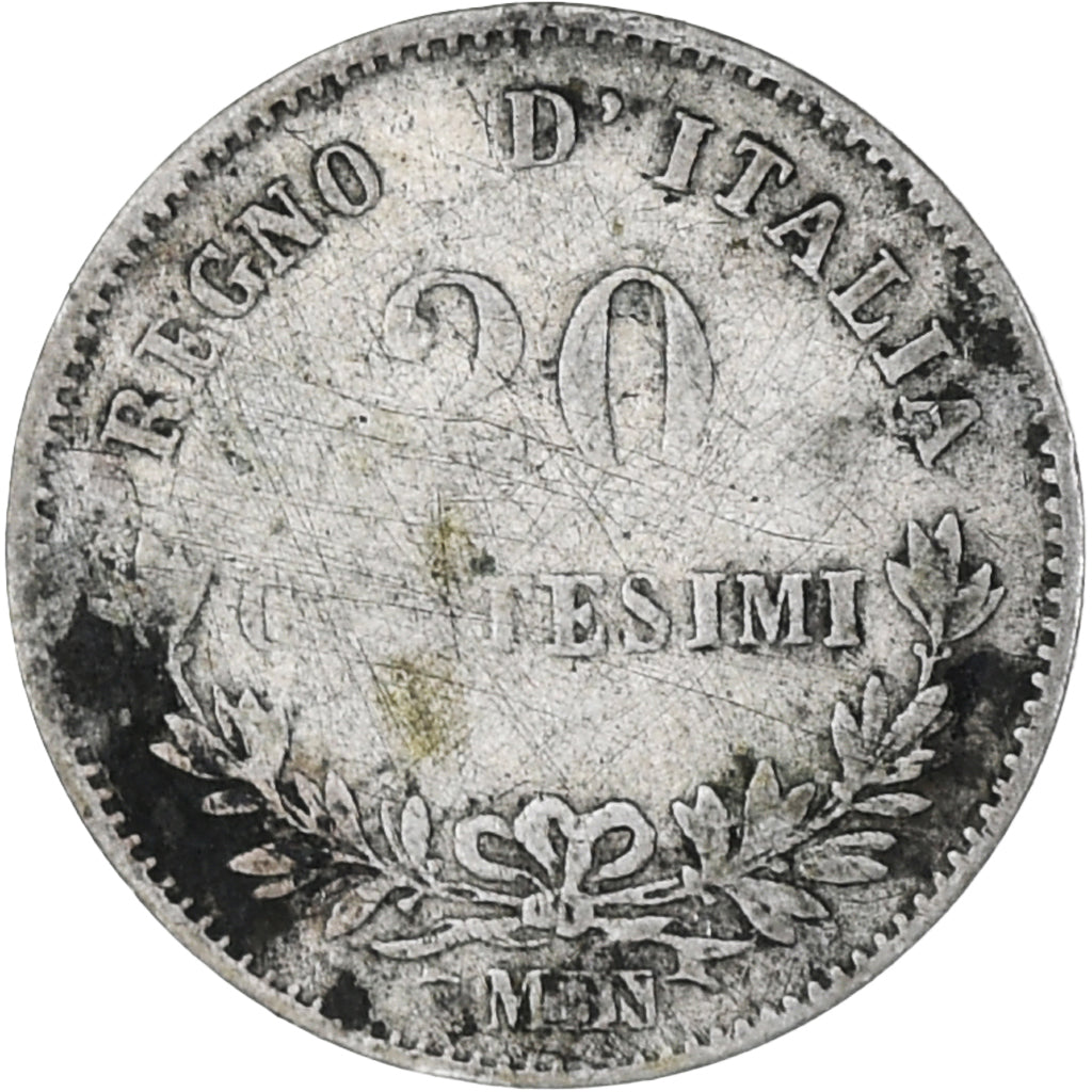 Moeda, Itália, Vittorio Emanuele II, 20 Centesimi, 1863, Milan, VF(20-25)