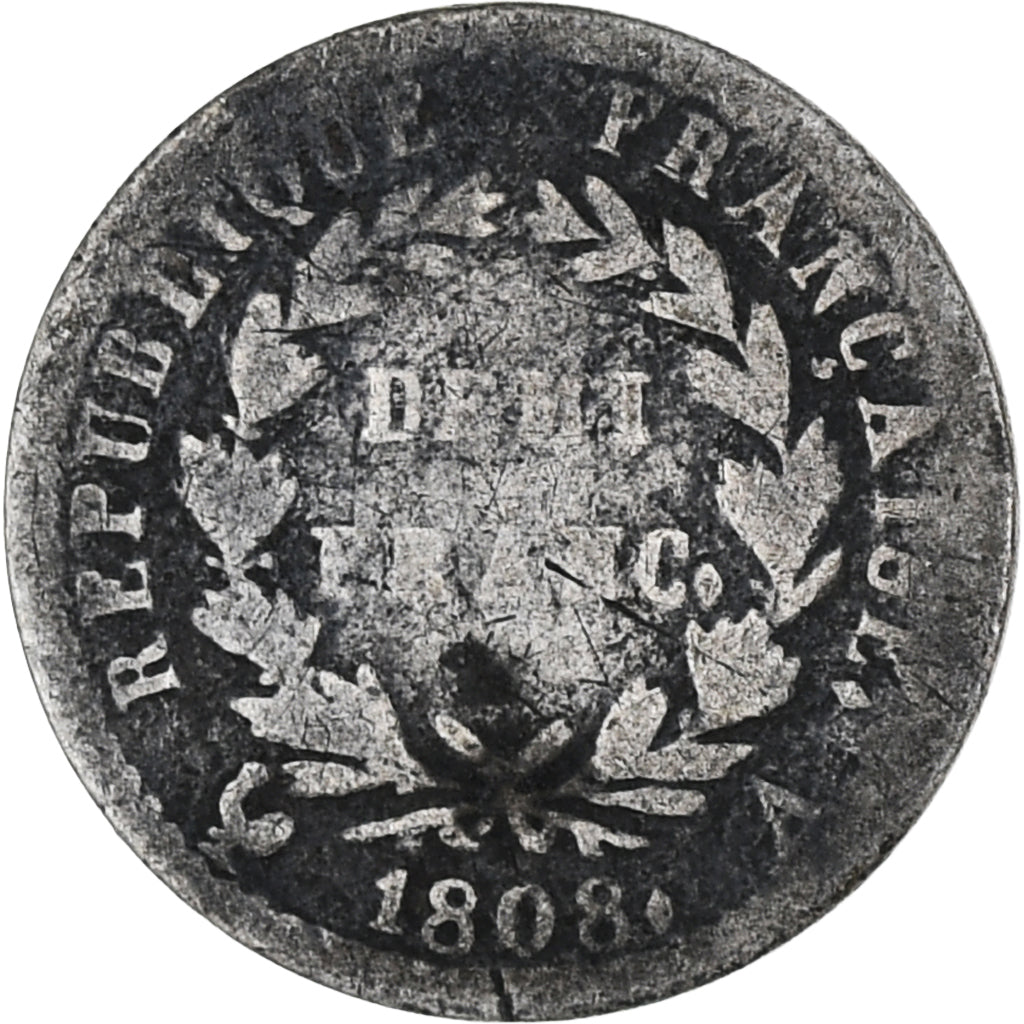 Coin, France, Napoléon I, 1/2 Franc, 1808, Paris, F(12-15), Silver, KM:680.1