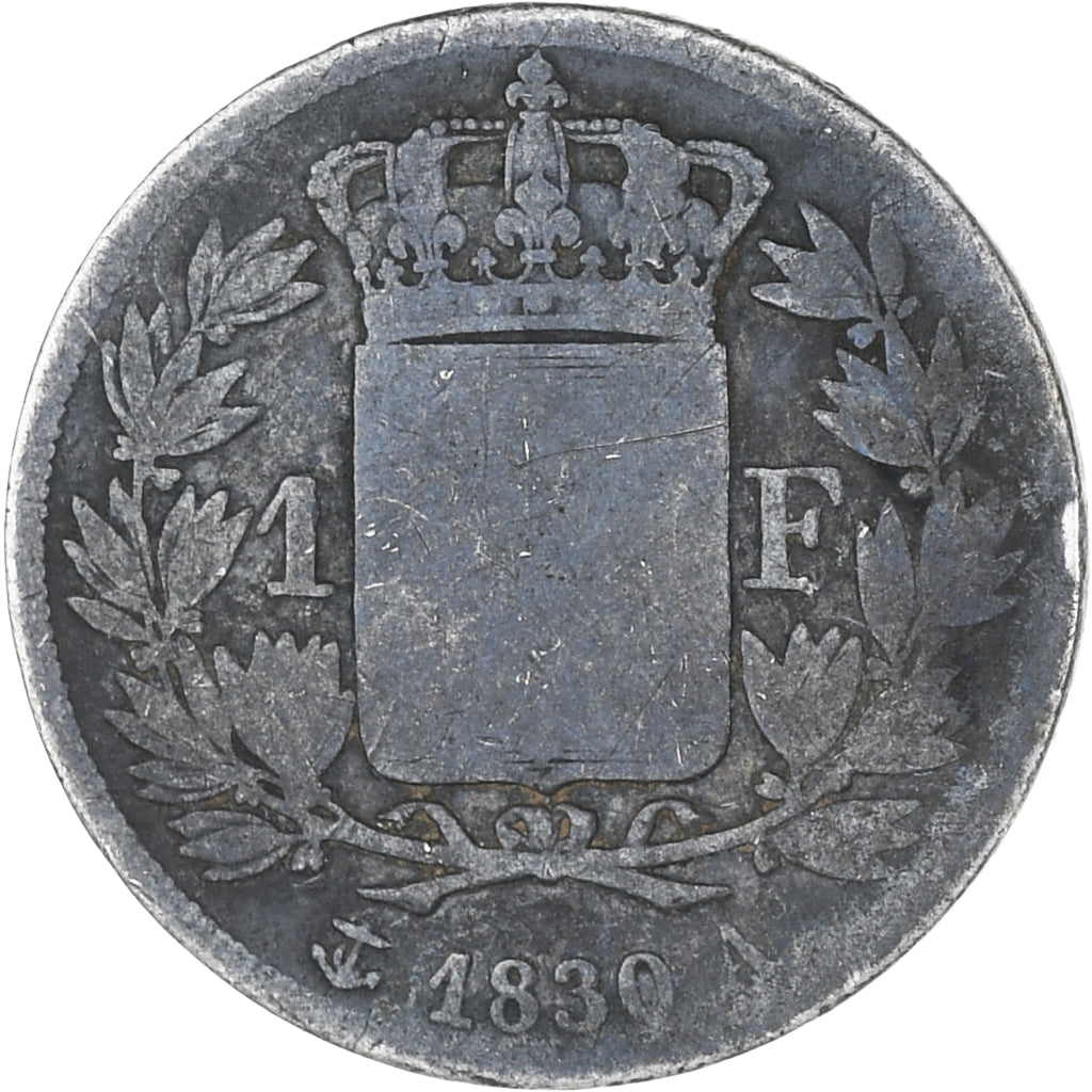 Moneta, Francja, Charles X, Franc, 1830, Paris, F(12-15), Srebro, KM:724.1