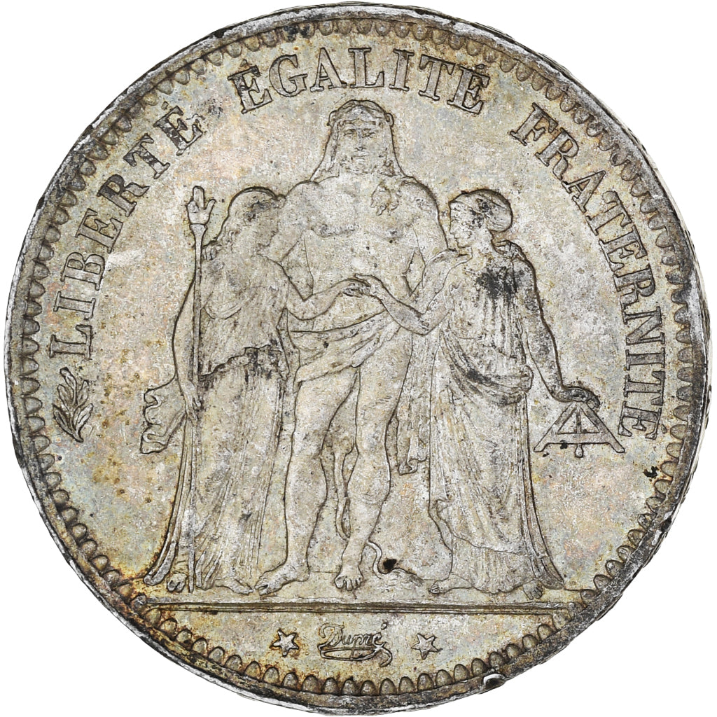 Moneta, Francia, Hercule, 5 Francs, 1876, Bordeaux, BB+, Argento, KM:820.2