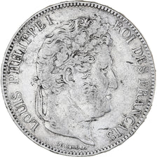 Monnaie, France, Louis-Philippe, 5 Francs, 1837, Paris, TB, Argent, Gadoury:678