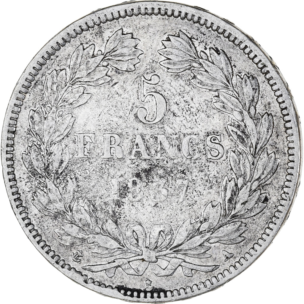 Monnaie, France, Louis-Philippe, 5 Francs, 1837, Paris, TB, Argent, Gadoury:678