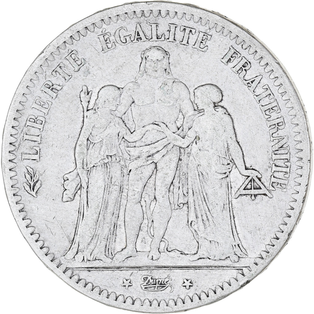 Moneta, Francia, Hercule, 5 Francs, 1849, Paris, MB, Argento, KM:756.1