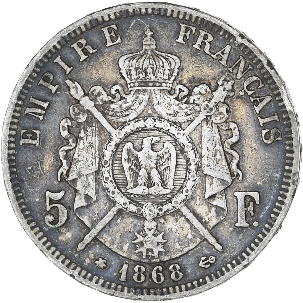 Coin, France, Napoleon III, 5 Francs, 1868, Paris, VF(30-35), Silver, KM:799.1