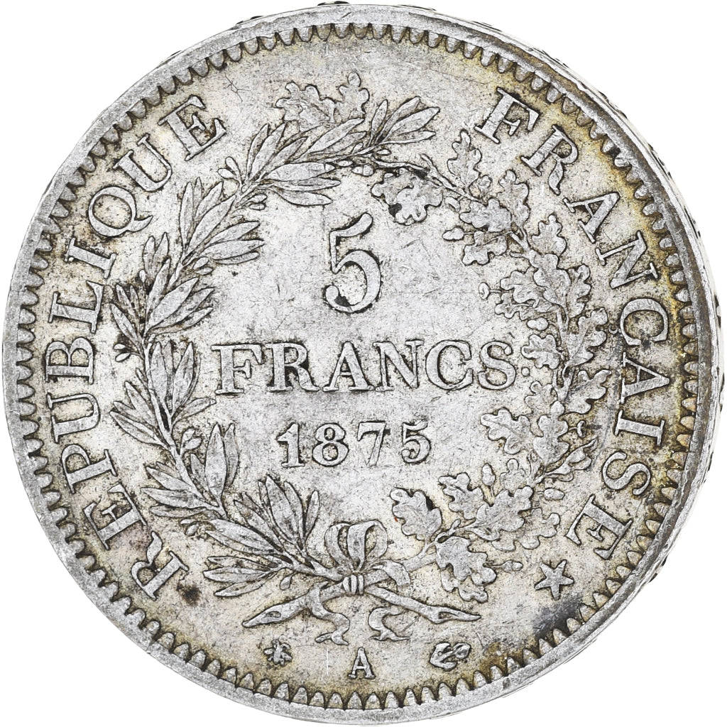 Moneta, Francia, Hercule, 5 Francs, 1875, Paris, BB, Argento, KM:820.1