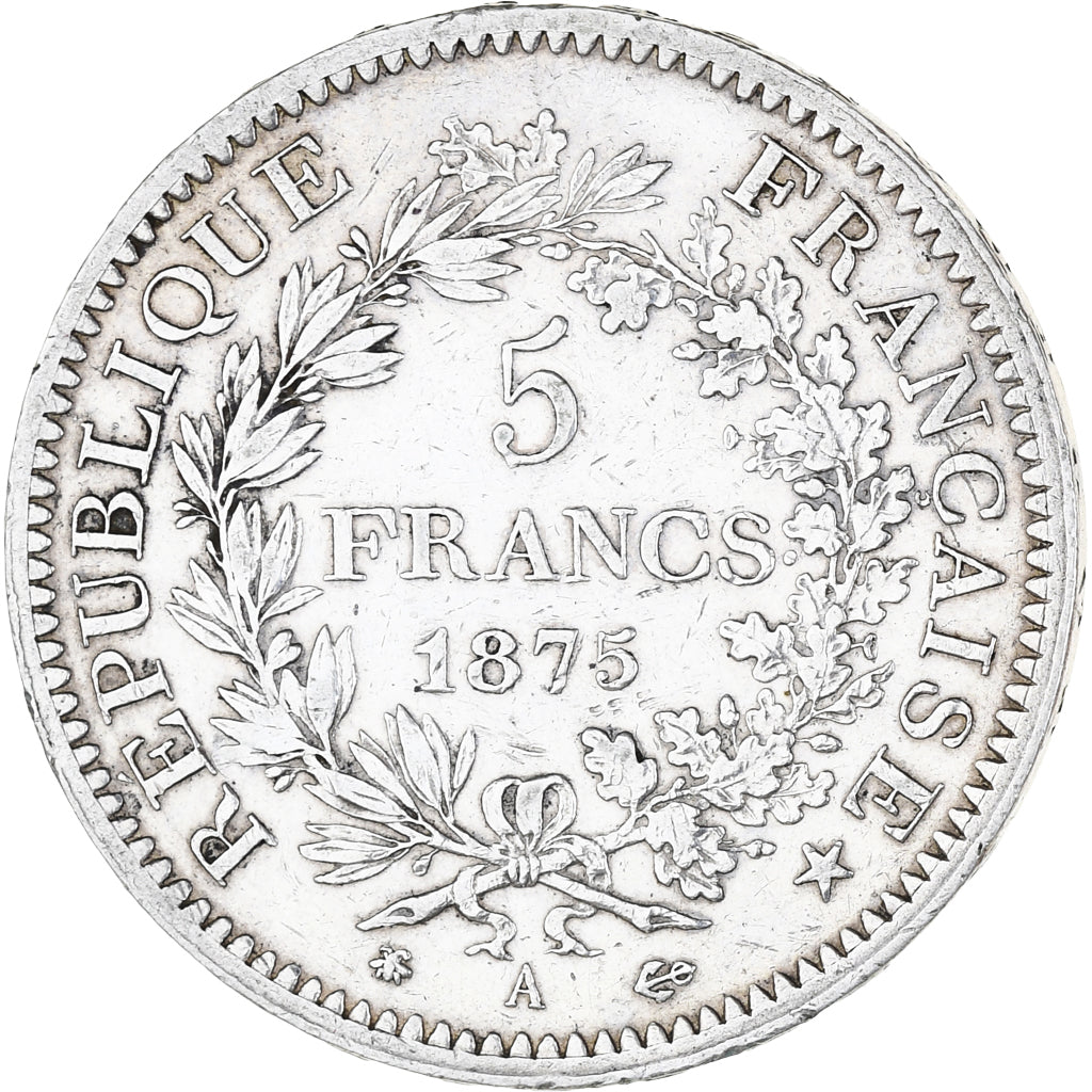 Moneta, Francia, Hercule, 5 Francs, 1875, Paris, BB, Argento, KM:820.1