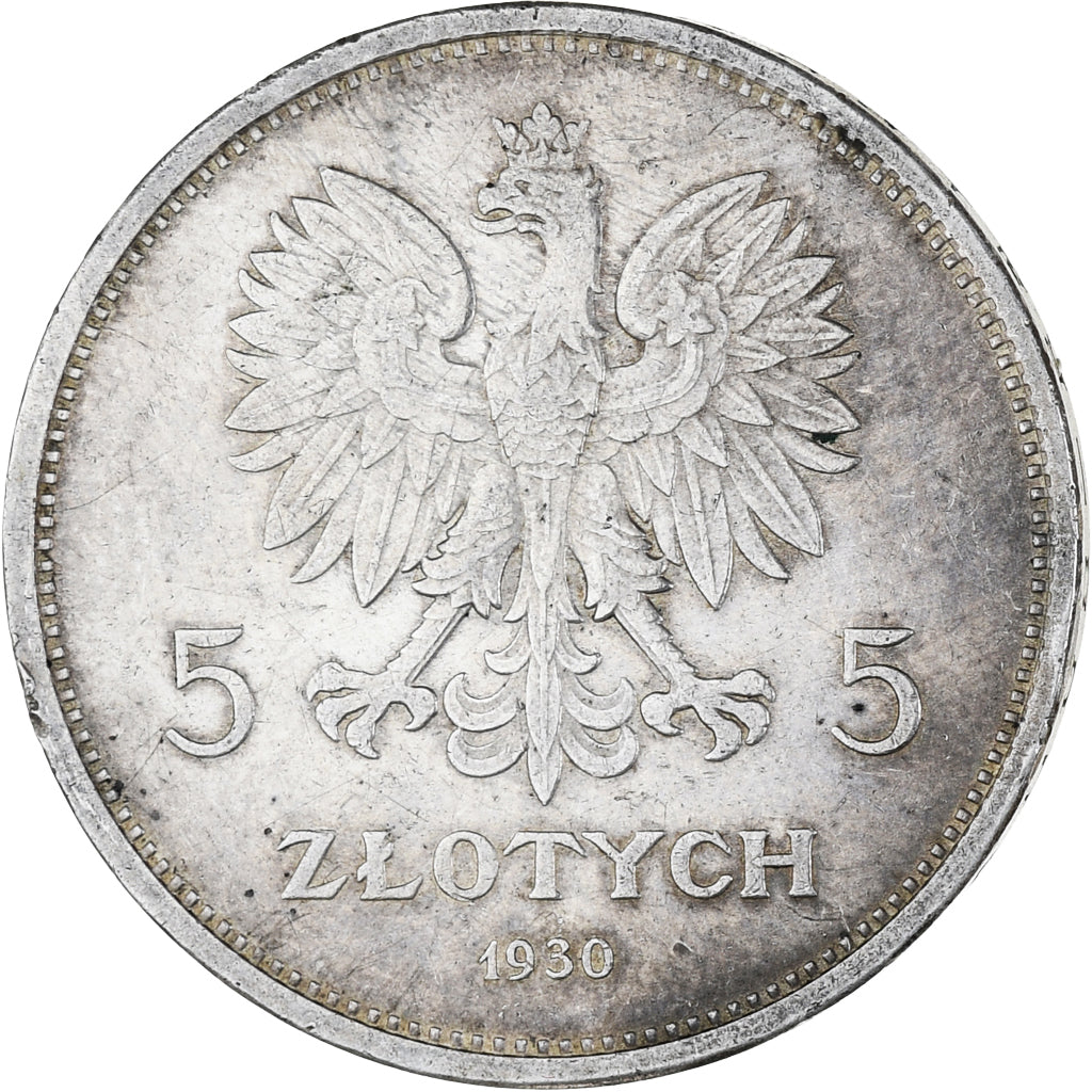 Moneta, Polska, 5 Zlotych, 1930, Warsaw, AU(50-53), Srebro, KM:19.1