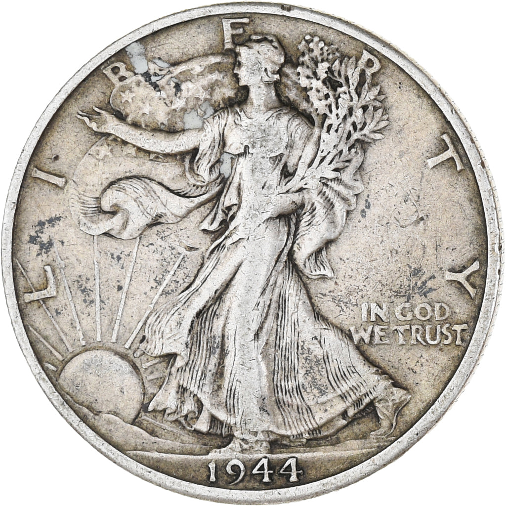 Monnaie, États-Unis, Walking Liberty, Half Dollar, 1944, Denver, TTB, Argent